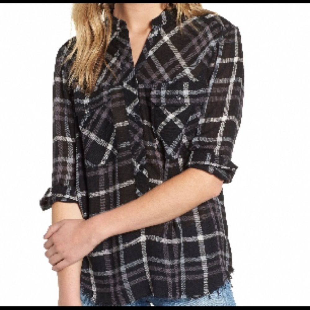 Rails Redding Plaid Shirt BLACK GREY WHITE Size M